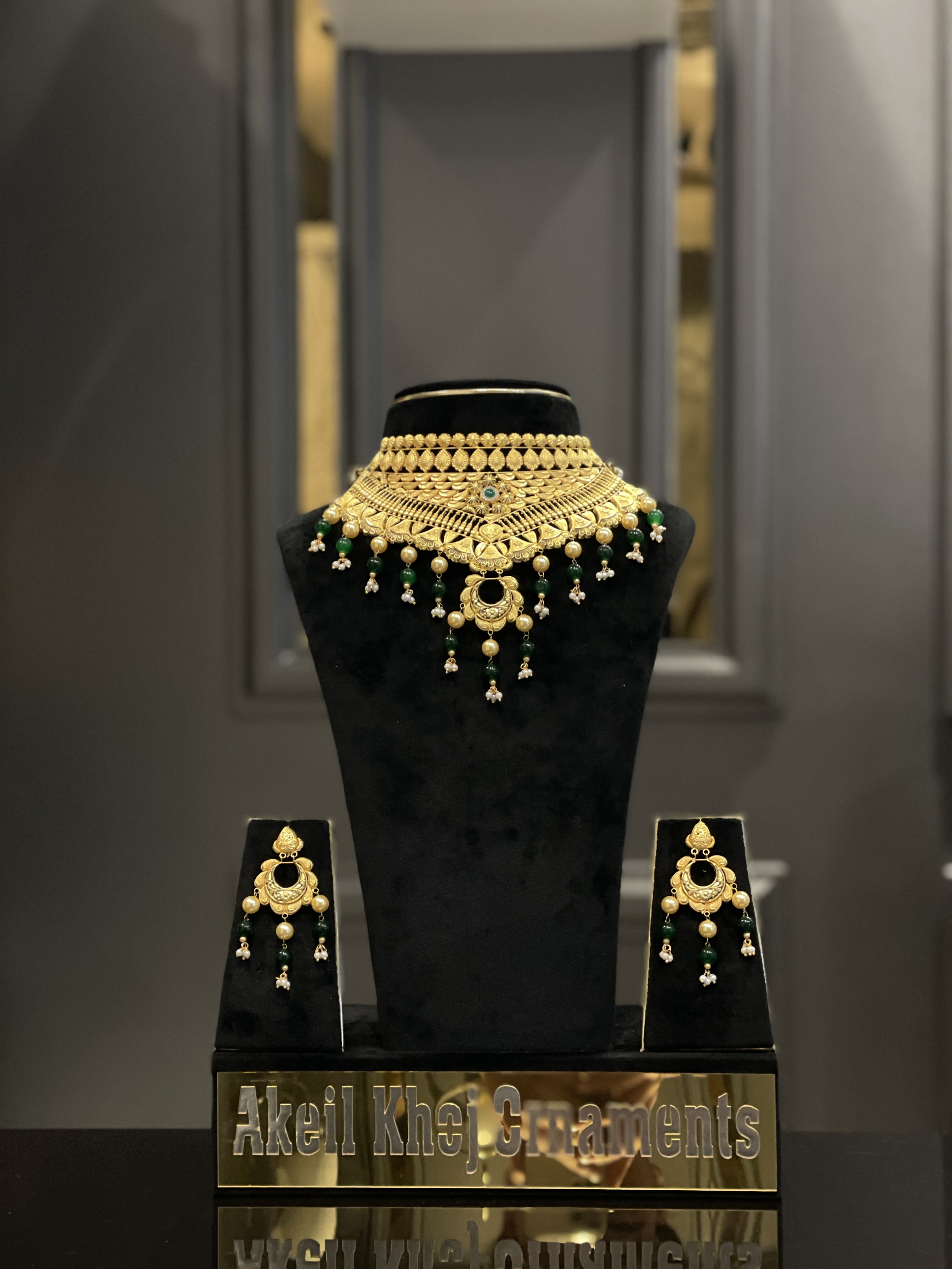 Grand Bridal Neck Haar Necklace – 18K Gold - Gold Jewellery Kashmir