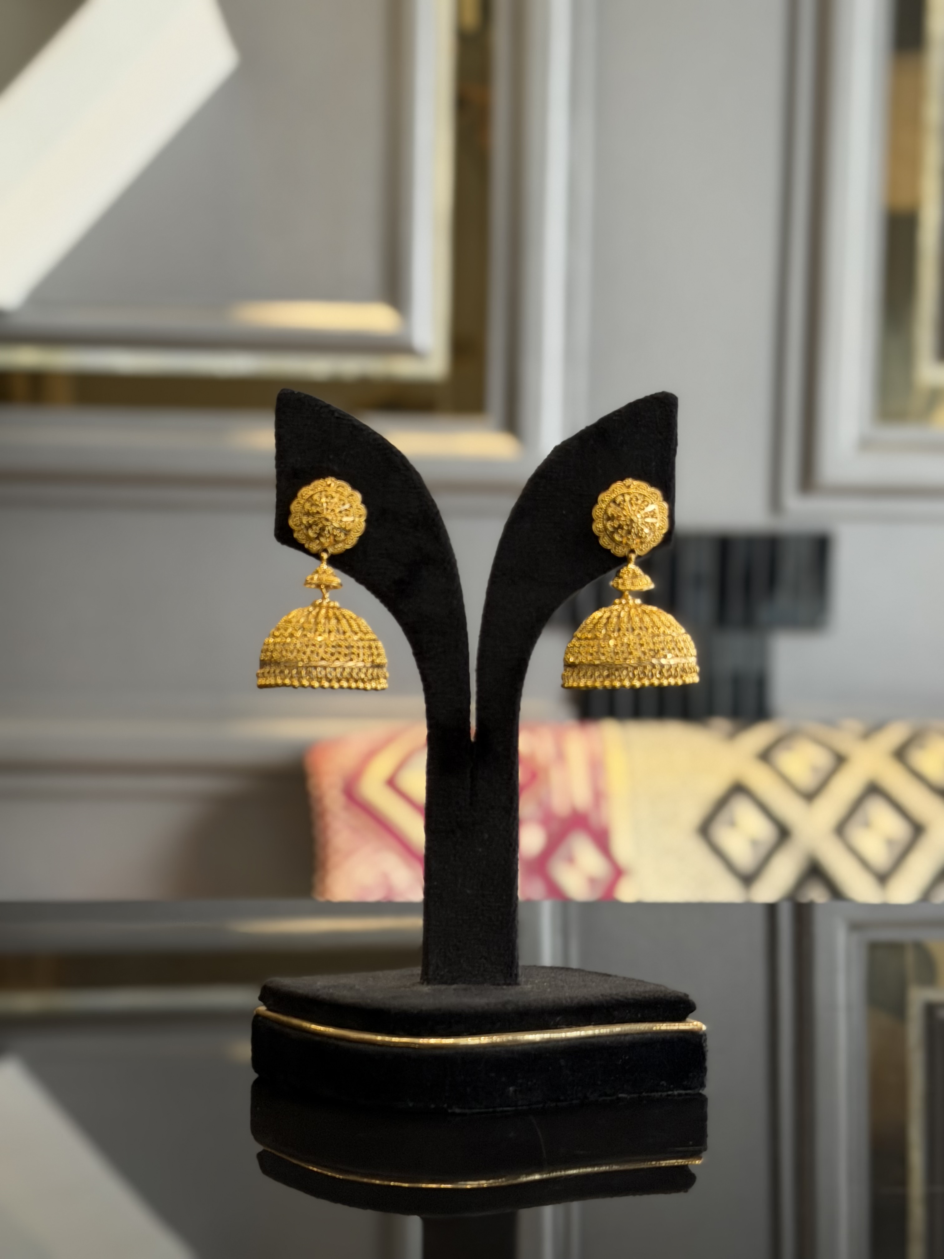 Traditional Floral Jhumka  – 22K Gold